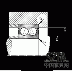 角接觸球軸承 30/8-B-2Z-TVH, 雙列，雙側(cè)間隙密封，接觸角 α = 25°