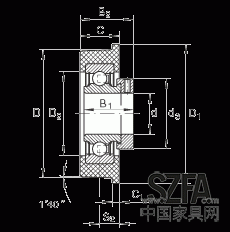 外球面球軸承 CRB30/92, 帶橡膠插入件，偏心鎖圈定位，兩側 P 型密封